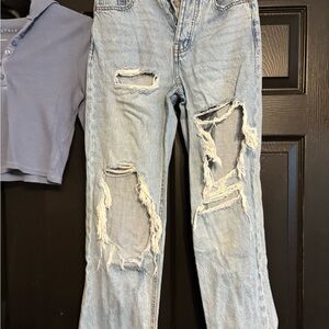 Lot of 3 Aeropostale jeans and top and Hollister top